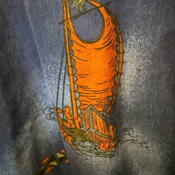 Ten2one Hawaiian Casual Blue and Orange Button Down Shirt size Large - Picture 5 of 6